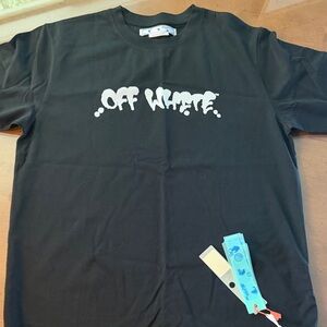 Off-White Black Tee with White Drip Logo